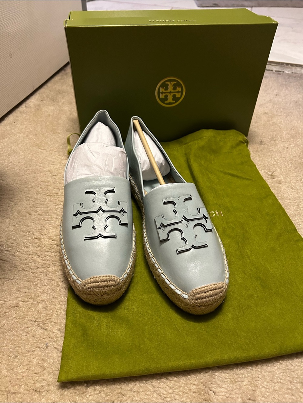 NWT TORY BURCH INES platform espadrille in light blue.
